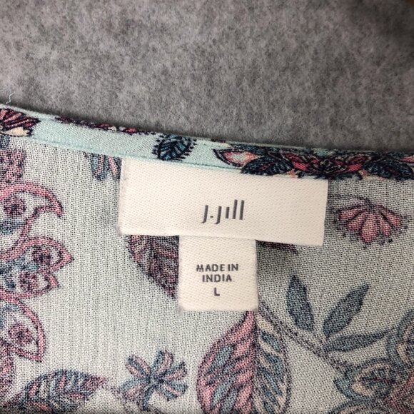 J JIll Blue Tunic Blouse Floral Blue Size Large - Picture 3 of 5